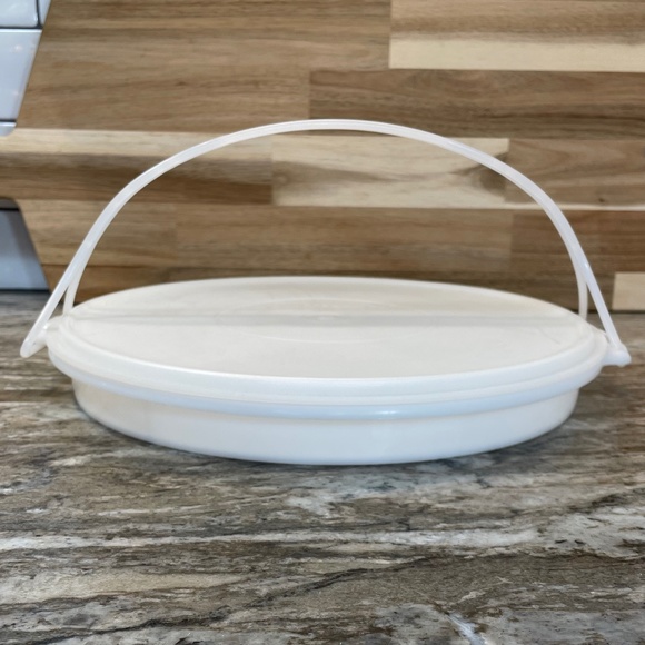 Tupperware White Pie Taker #719 & White Divided Tray #405 & 1 Clear Handle VTG - Picture 9 of 14